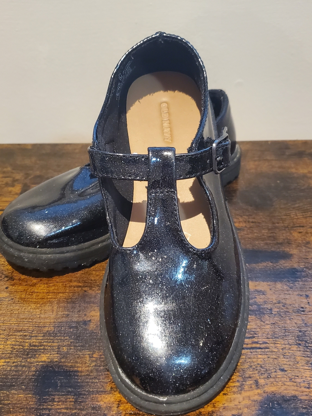 Old Navy Girls' Black Glitter T-Strap Mary Janes